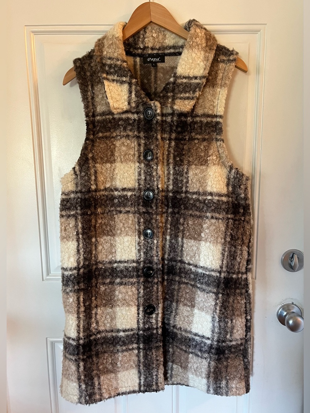 Papa Vancouver Long Plaid Vest - L